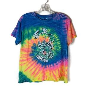 Snoopy x Cedar Point Tie Dye Pullover Long Sleeve Tee in Multicolor
